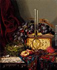 Edward Ladell Still Life With Fruit, Birds Nest, Glass Vase And Casket painting